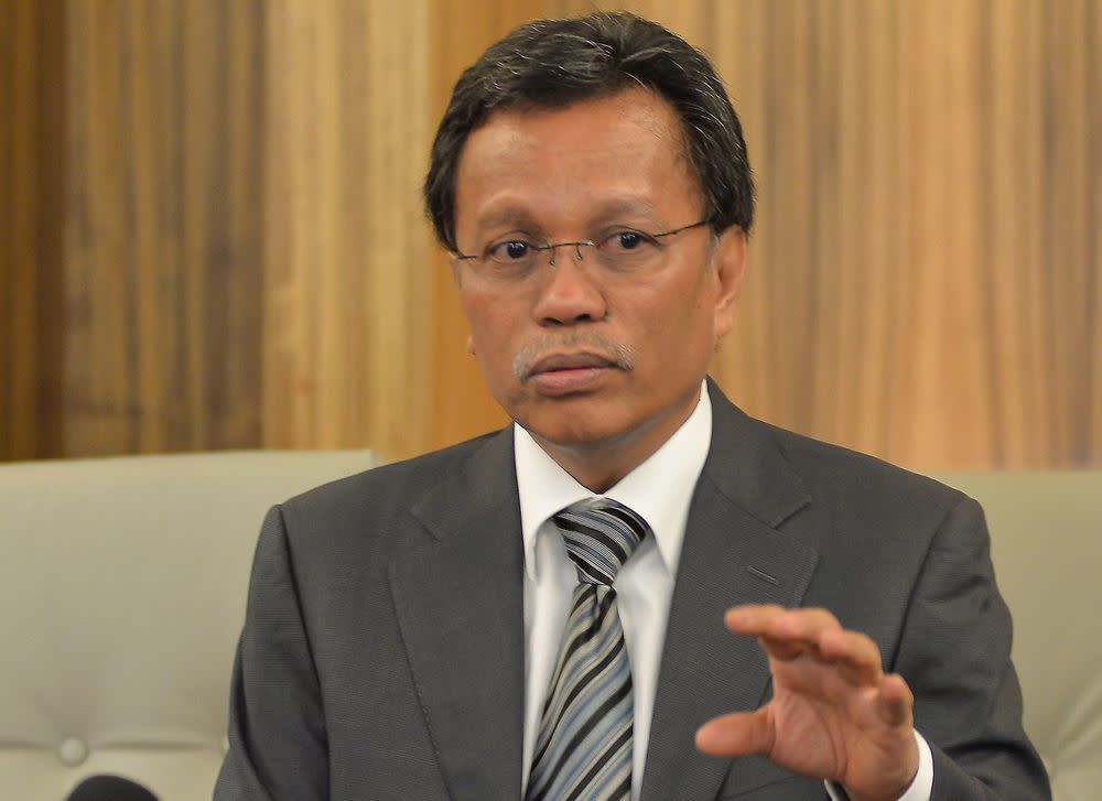 Sabah Chief Minister Datuk Seri Mohd Shafie Apdal during a press conference after chairing a Cabinet meeting in Kota Kinabalu, July 18, 2018. — Bernama pic