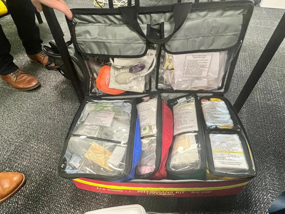 Medical kit onboard the aircraft — Air New Zealand's Academy of Learning in Auckland.