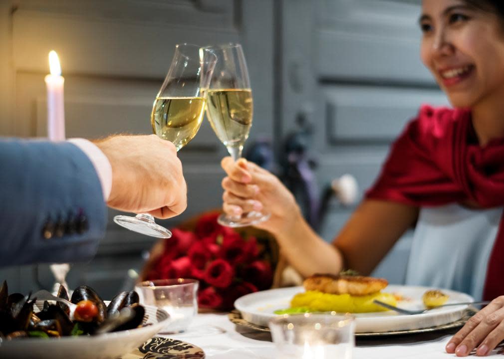 Couple celebrate Valentine's Day together.