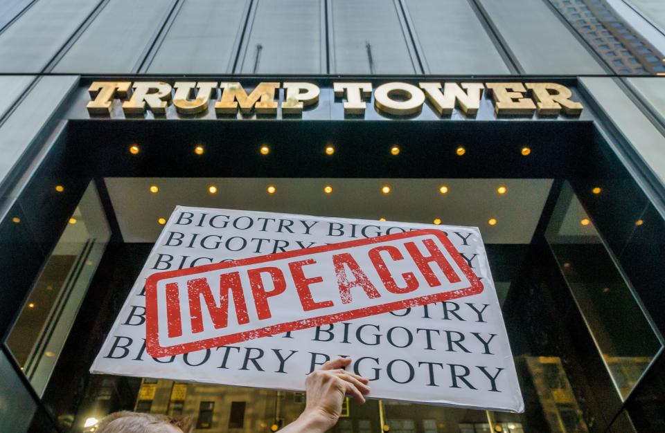 New York protesters calling on Donald Trump to be impeached (Rex)