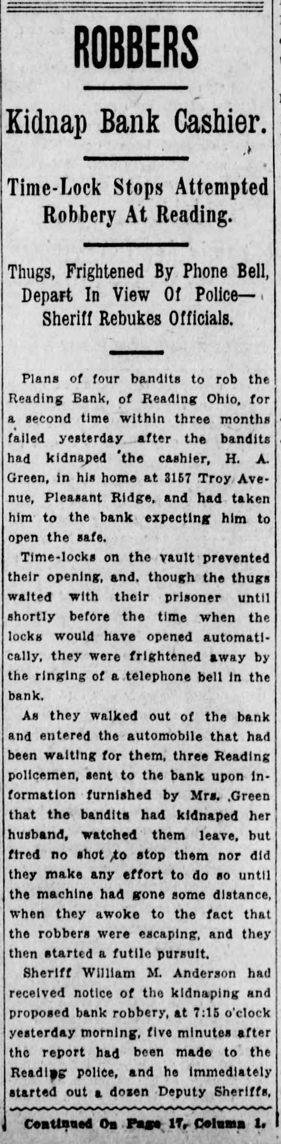 The headline from The Cincinnati Enquirer on June 22, 1930, was the entry point to a story of a bank robbery gang in Cincinnati.