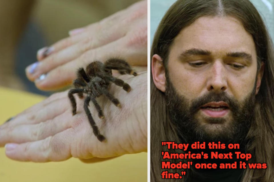 Jonathan remembers an episode of "America's Next Top Model" where the models held tarantulas for a photoshoot to get through holding a tarantula himself