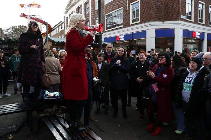 Rosie Duffield, the Labour Party candidate for Canterbury, speaks at rally in Canterbury