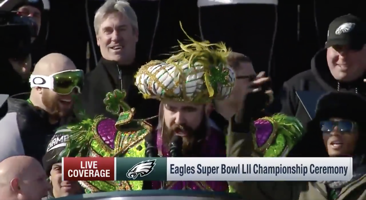 Jason Kelce provided the greatest championship parade speech of all time. (Twitter.com/NFL screen shot)