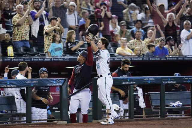 Alek Thomas of the Arizona Diamondbacks bats against the Minnesota