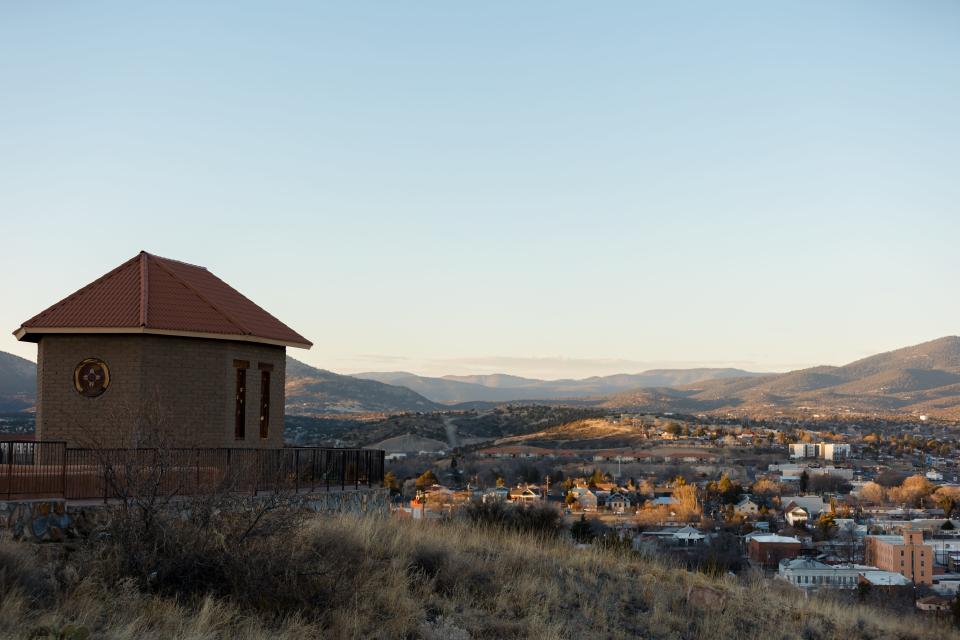 A view of Silver City, New Mexico from the summit of Chihuahua Hill,  the town's oldest Mexican-American neighborhood on Tuesday, March 1, 2022. "La Capilla," (left) The Chapel, is a Silver City landmark originally built in 1885 and reconstructed in 2004.