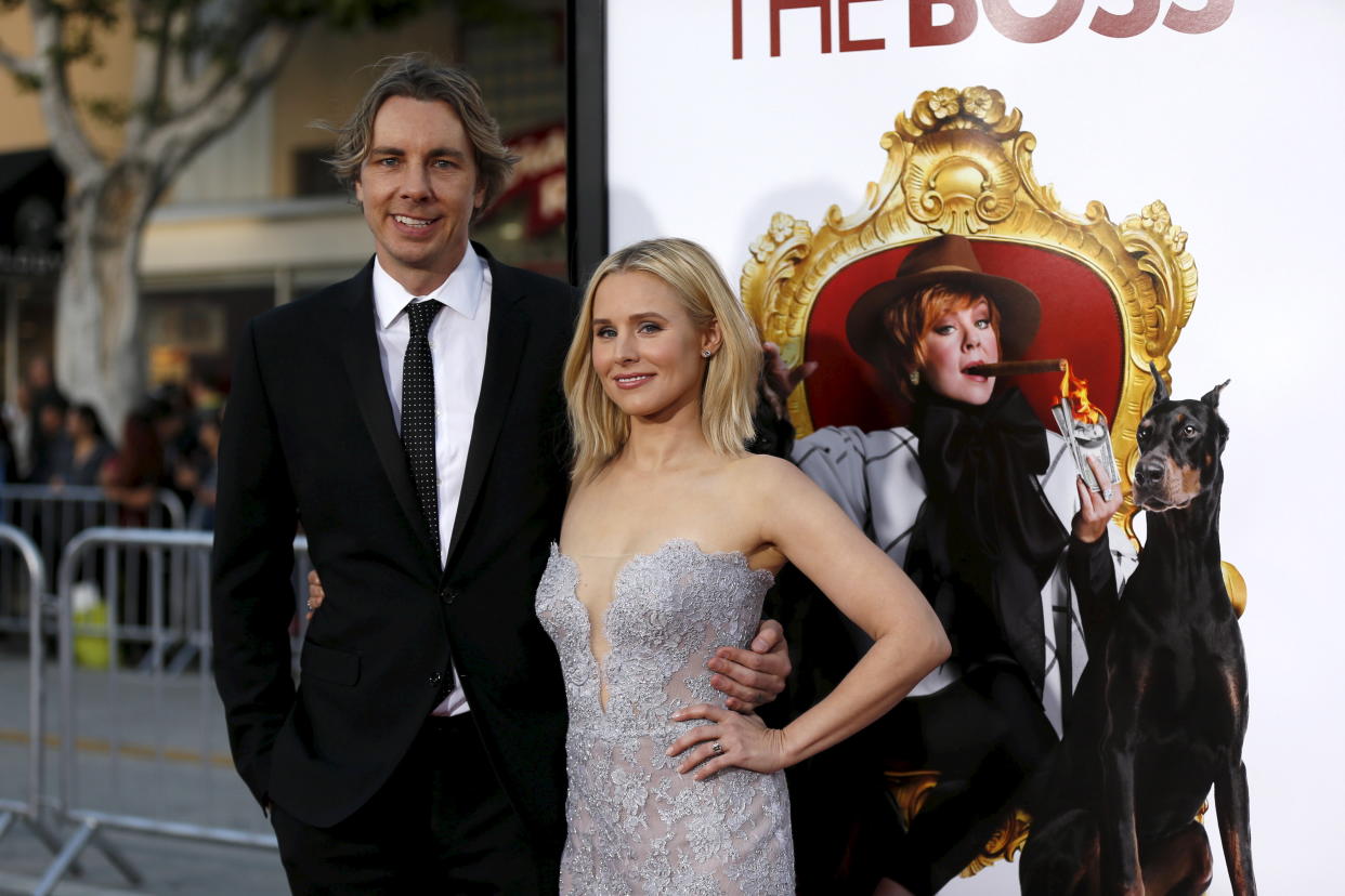 Dax Shepard and Kristen Bell attend the premiere of "The Boss" in Los Angeles on March 28, 2016. (Photo: REUTERS/Mario Anzuoni