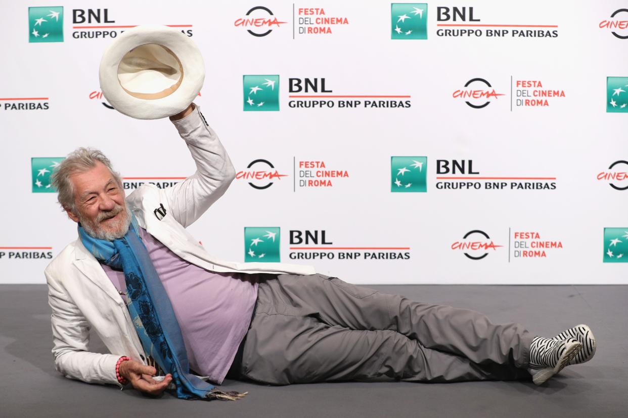 Ian McKellen poses during the Rome Film Fest in Italy in 2017.