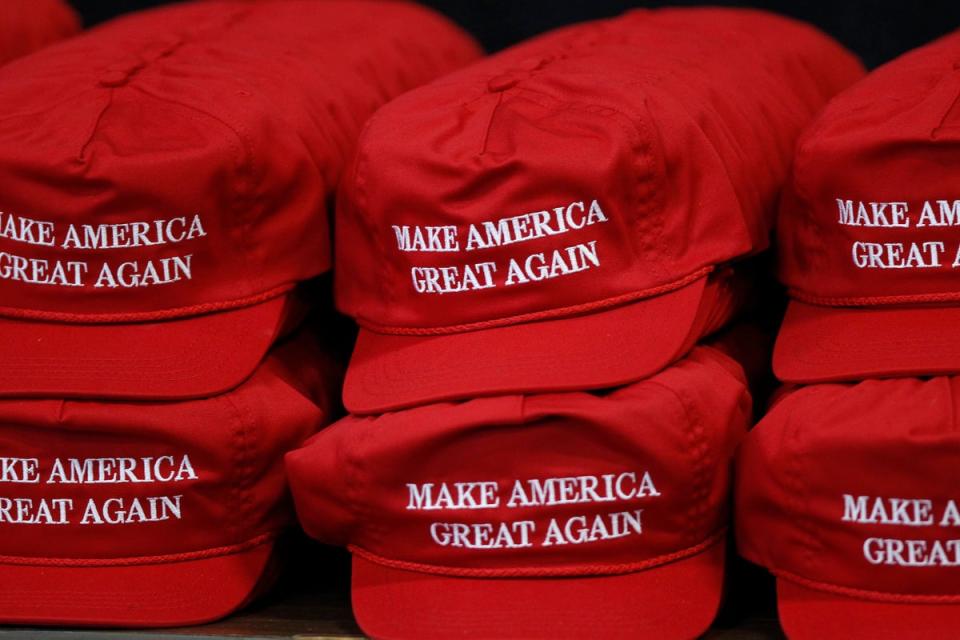 Ruined red: Trump-backed Maga hats have put a curb on Labour selling their own red caps (Getty)