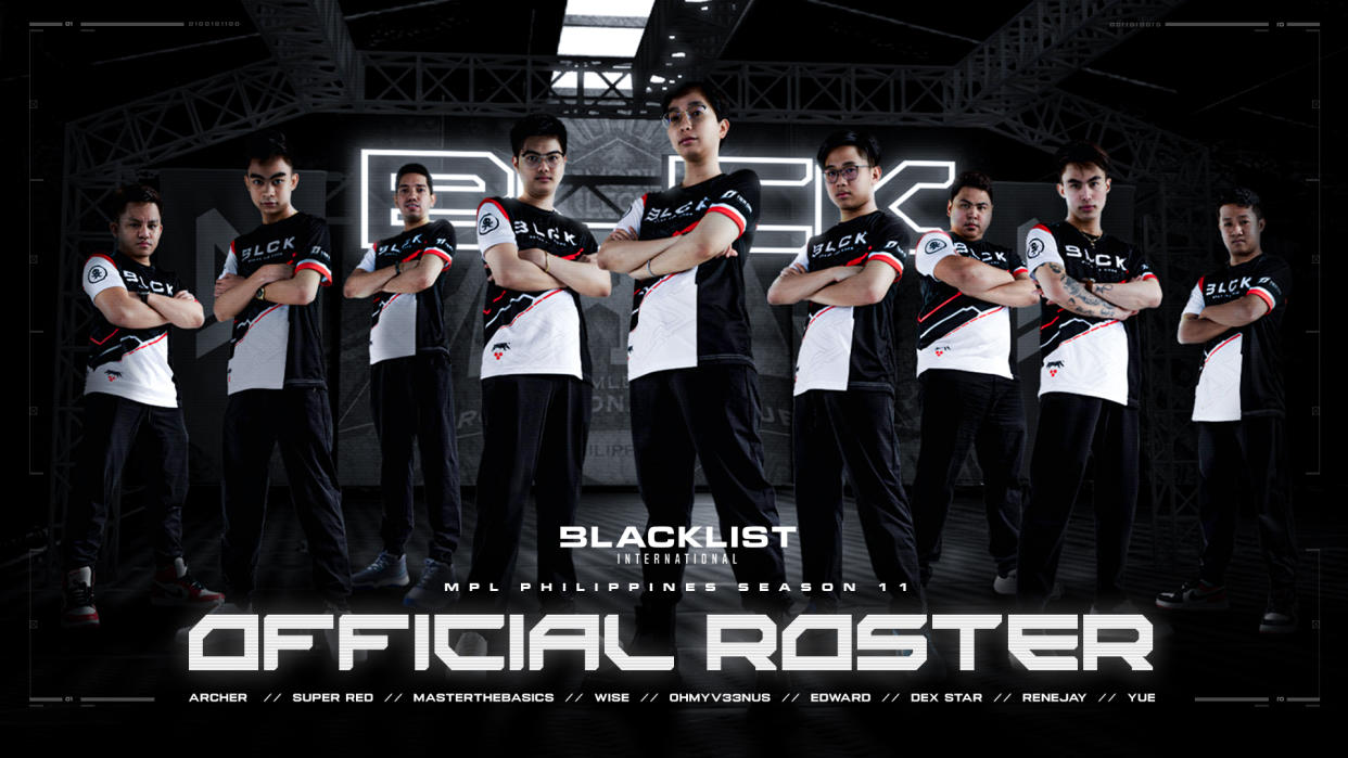 Mobile Legends powerhouse Blacklist International has revealed its new roster for MPL Philippines Season 11 will include four new players. (Photo: Blacklist International)