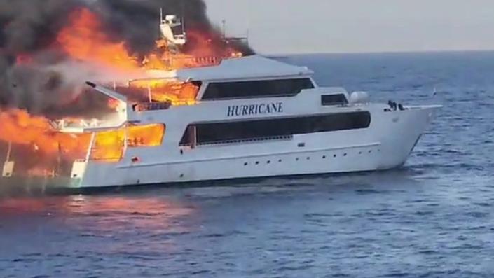 Fire on board a boat in the Egyptian Red Sea
