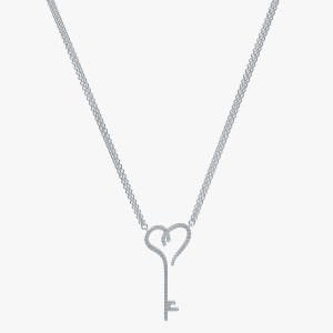 J’evar Heart Key Diamond Necklace