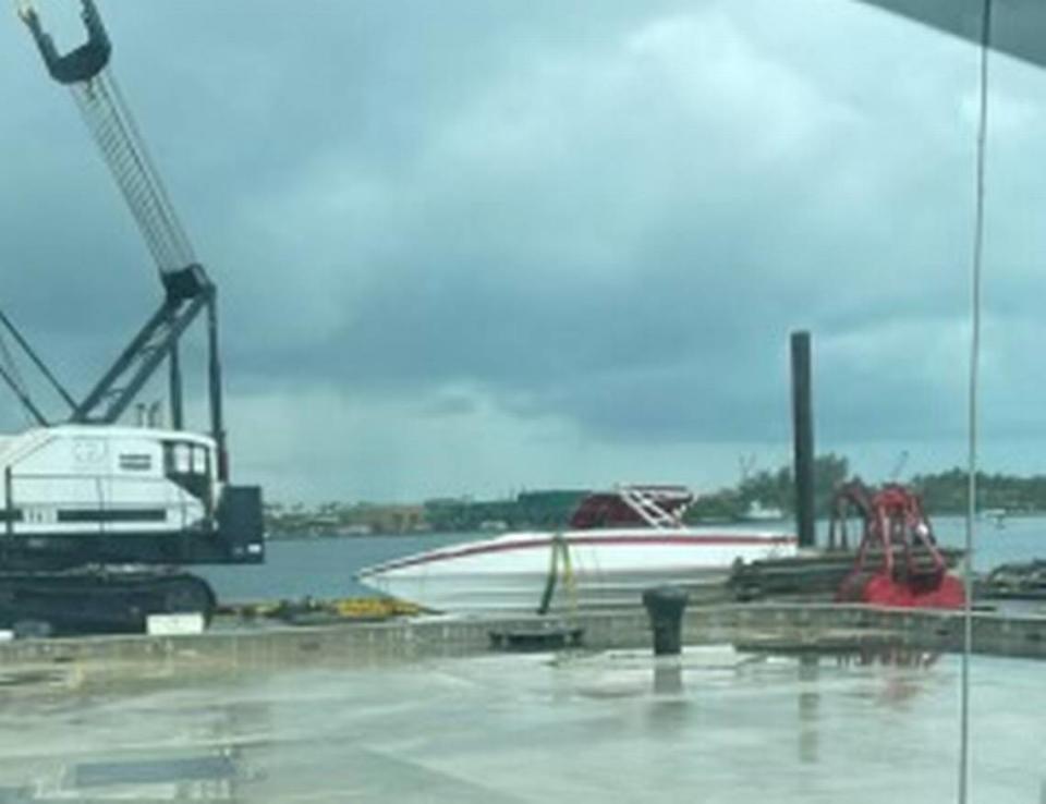 A photo of the boat that sunk off PortMiami after colliding with a Fisher Island ferry early Sunday. Salvage crews supervised by the U.S. Coast Guard surfaced the vessel Sunday afternoon, clearing the way for PortMiami to reopen to cruise traffic.