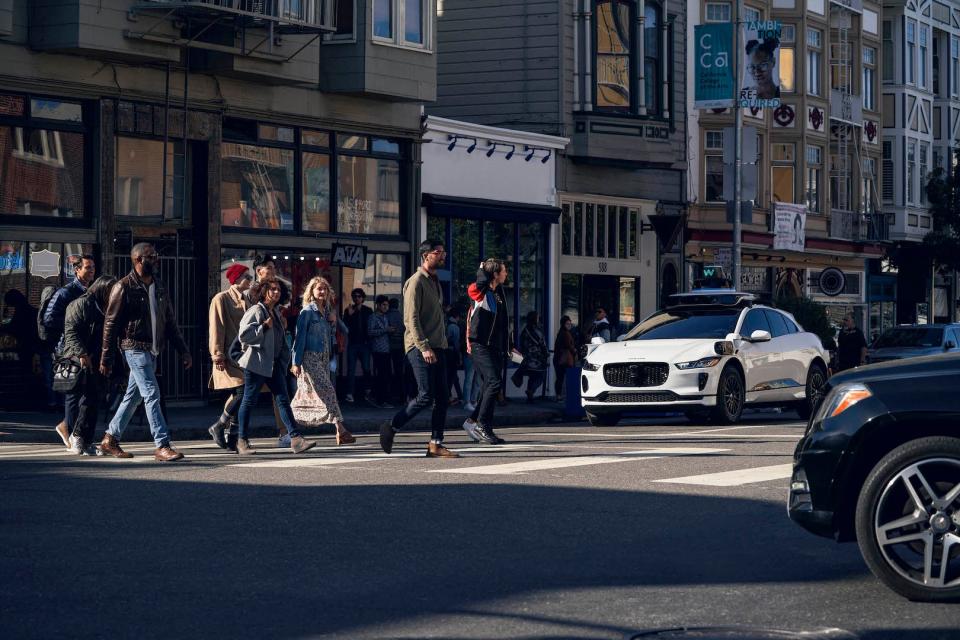 Jaguar I-Pace Waymo AV at an intersection