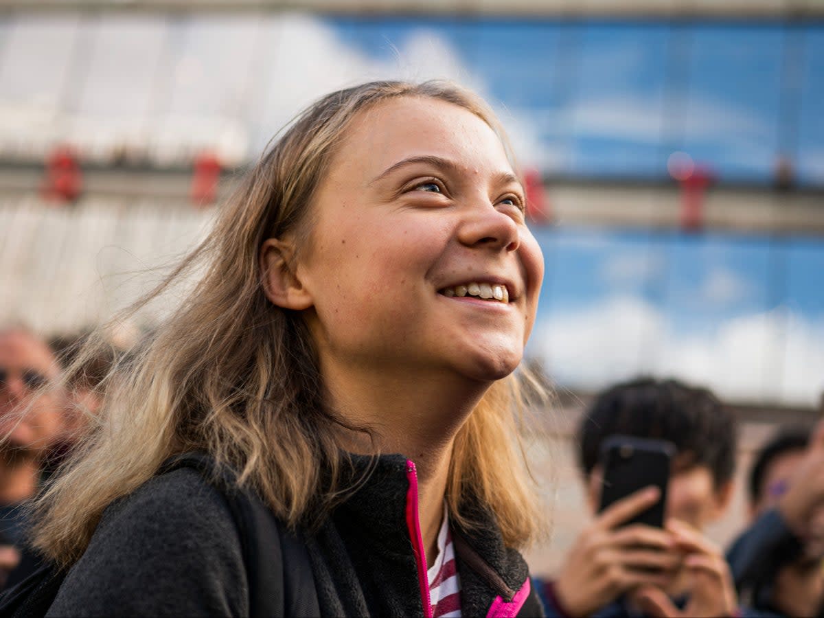 Greta Thunberg is pictured prior to taking part in a ‘Fridays for Future’ movement protest in Stockholm, Sweden on 9 September 2022, ahead of the country’s general elections on 11 September 2022 (JONATHAN NACKSTRAND/AFP via Getty Images)