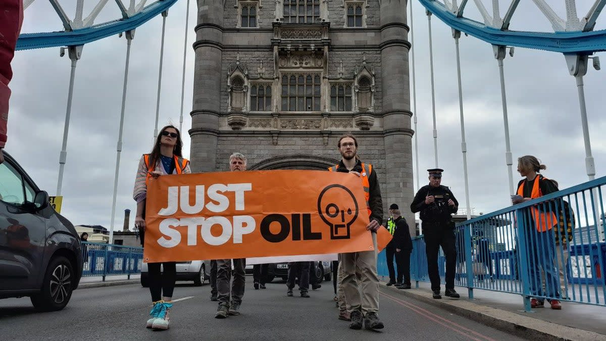 Just Stop Oil protesters on Tower Bridge (Just Stop Oil)