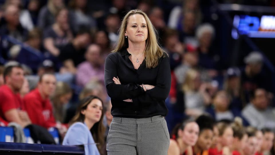 Lynne Roberts watches during the first half of the game between Gonzaga and Utah. - Young Kwak/AP