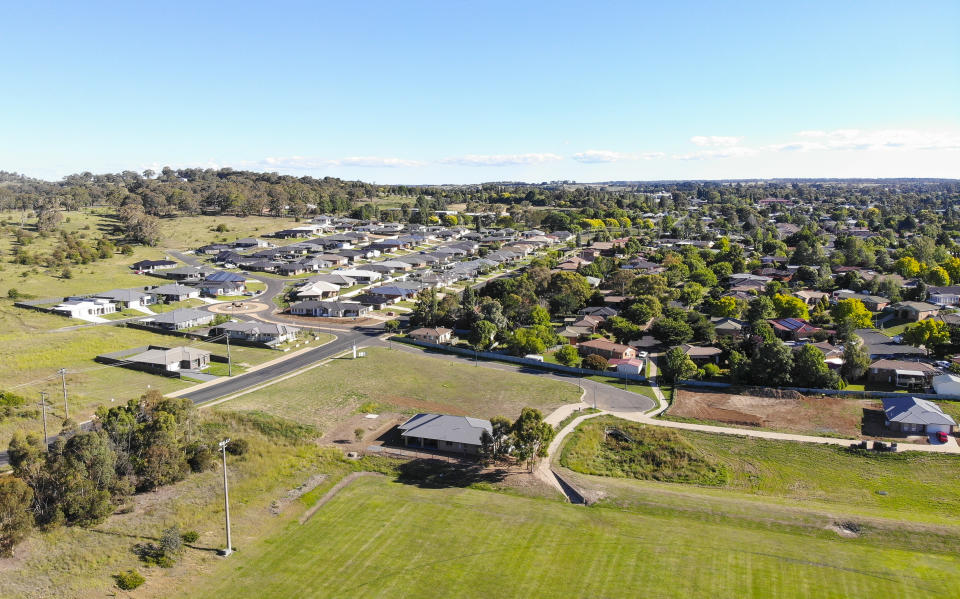 Aerial photo of regional Australian town.