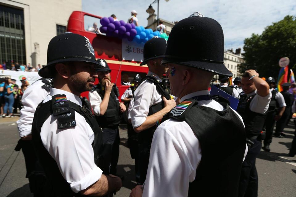 Police officers at the Pride in London Parade (Jonathan Brady/PA) (PA Archive)