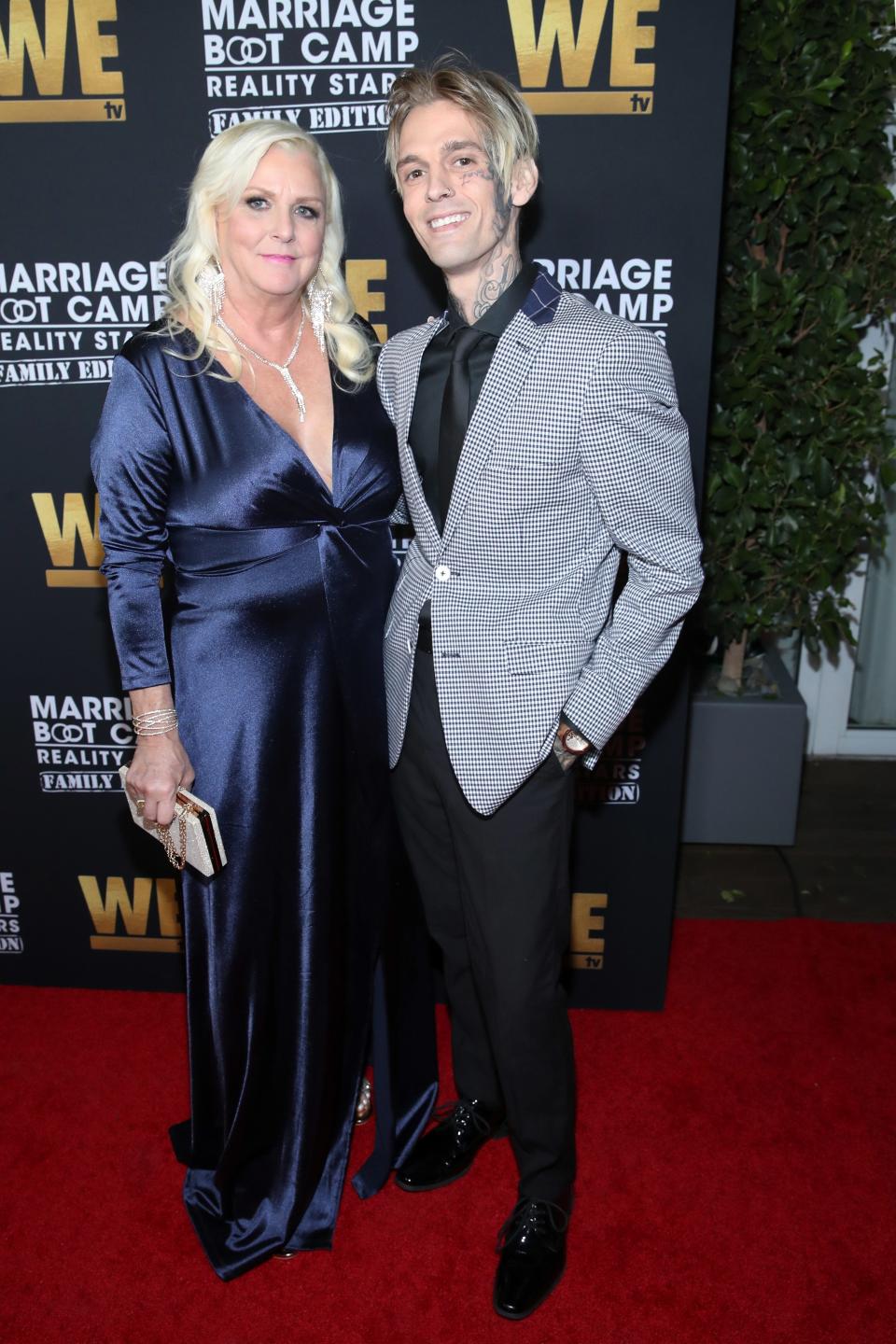 Jane Schneck and son Aaron Carter in 2019.