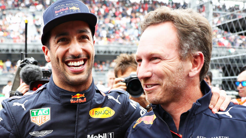 Daniel Ricciardo, pictured here with Red Bull boss Christian Horner in 2018. 