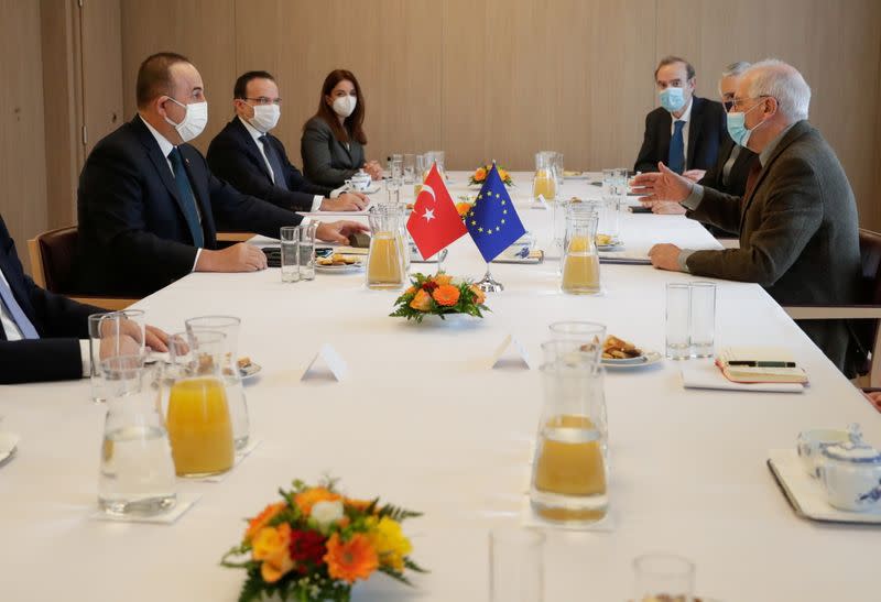 Turkish Foreign Minister Mevlut Cavusoglu in Brussels