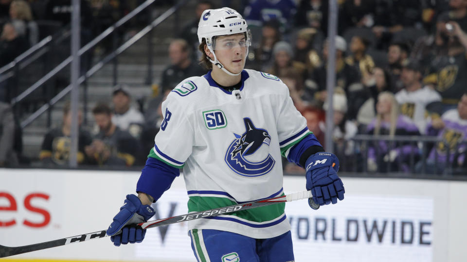 Jake Virtanen could be back in the NHL as soon as this season, and two Alberta teams have reportedly emerged as the front runners to sign him to a PTO. (AP Photos)