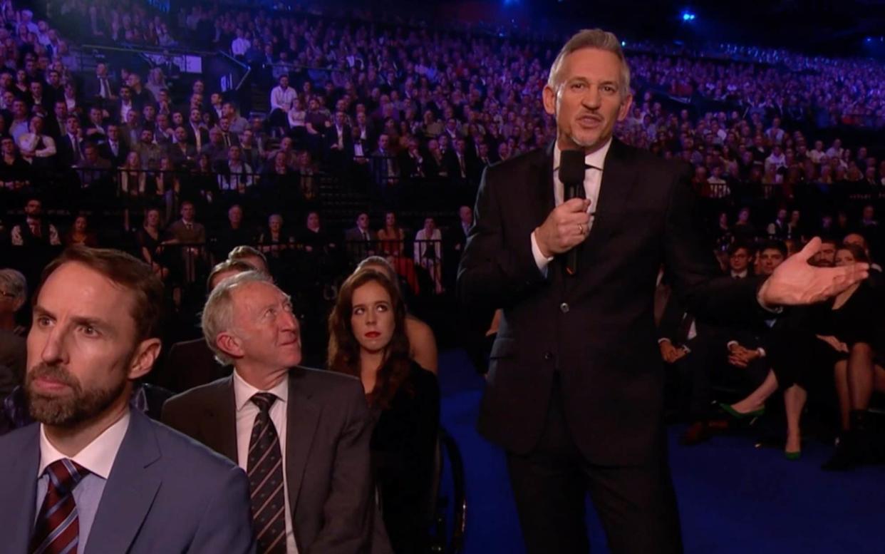 Georgia Hall looks on as Gary Lineker briefly discusses her British Open success - BBC