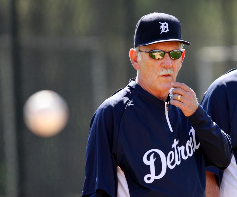 Jim Leyland watches drills during Spring Training in Lakeland in 2012. Talking recently about the rash of pitchers with arm troubles, Leyland had some things to say: "Everybody's looking for velocity, so everybody's trying to throw harder because they feel that's the only way they can get to the big leagues."