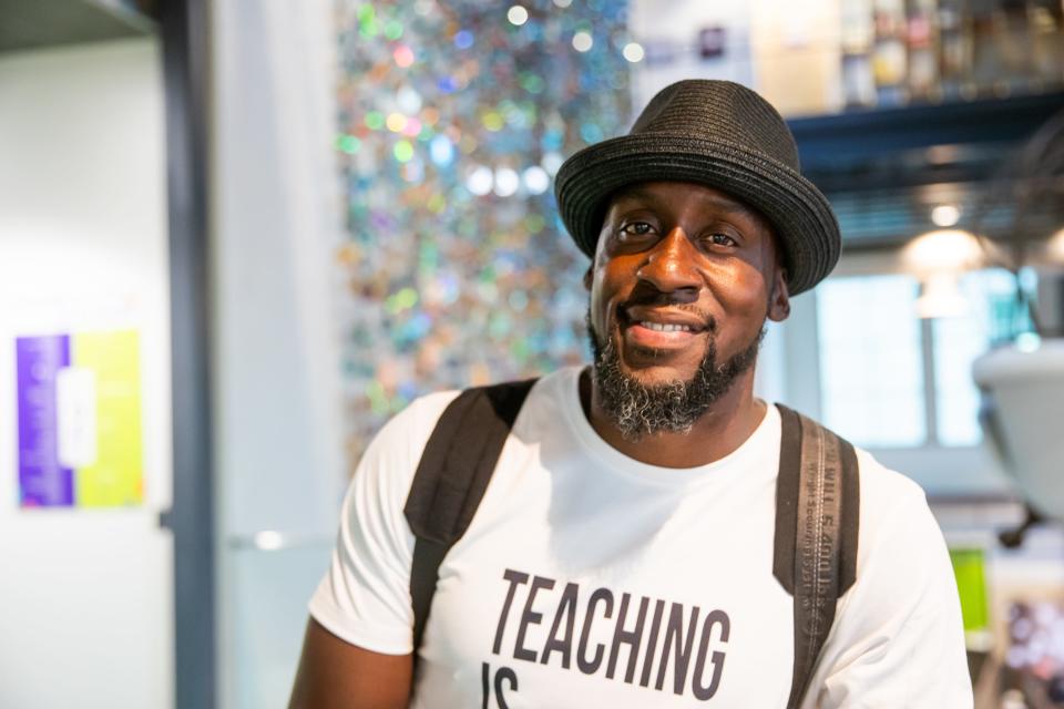 Lloyd Hopkins poses for a portrait inside the Children's Museum of Phoenix on July 14, 2023. Hopkins is the CEO and founder of the Million Dollar Teacher Project.