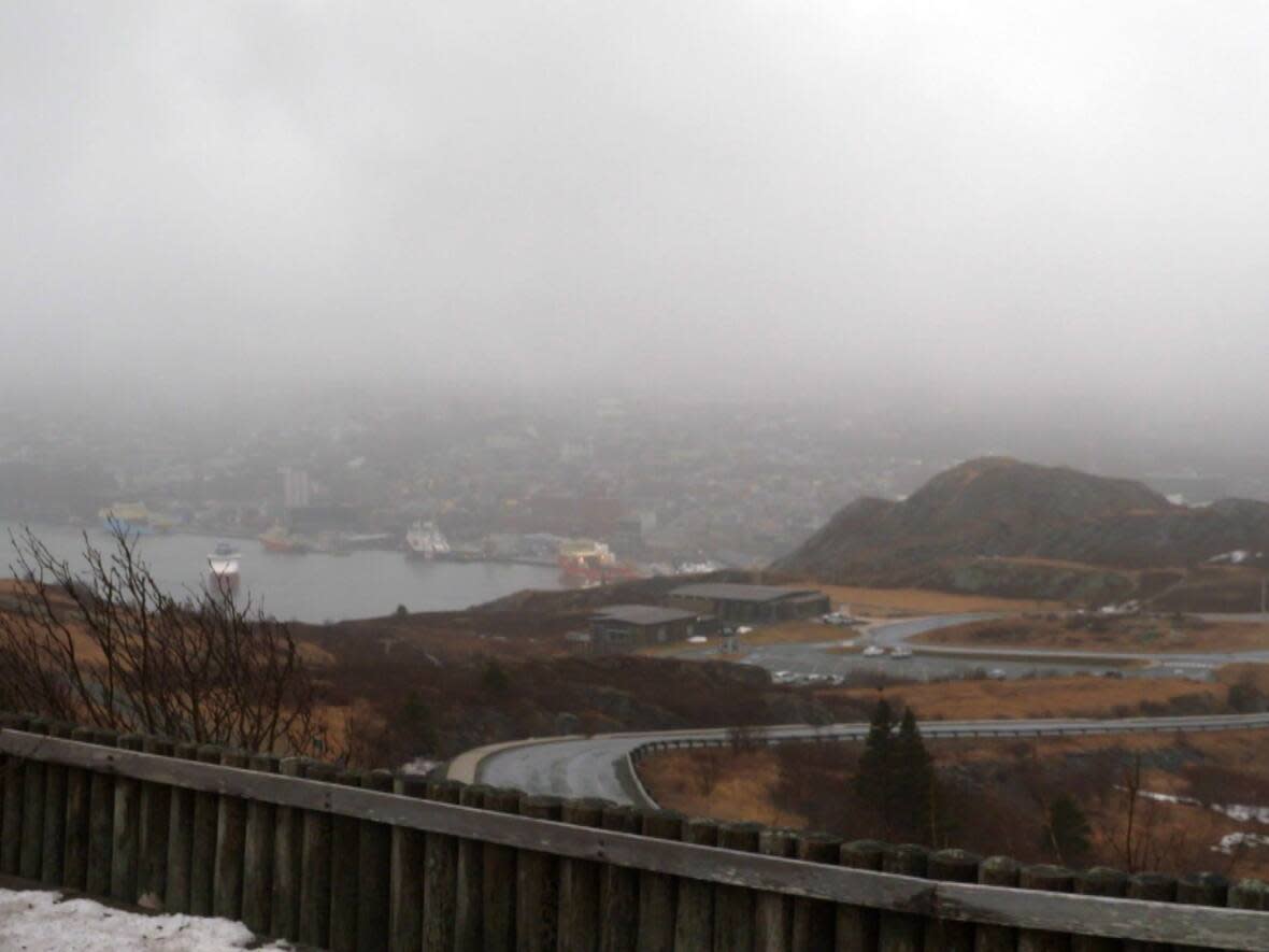 Grey, gloomy weather has been hanging around St. John's for days.  (Mark Cumby/CBC - image credit)