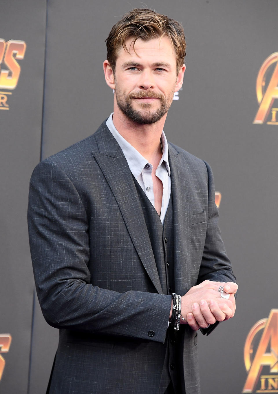 Chris, pictured here at Marvel’s “Avengers: Infinity War”premiere in LA, thanks fans for all of their continued support of the Marvel universe. Source: Getty