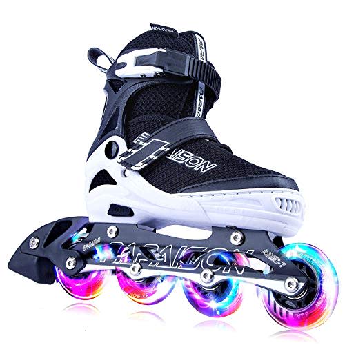 PAPAISON Adjustable Inline Skates for Kids and Adults with Full Light Up Wheels, Outdoor Roller Blades for Girls and Boys, Men and Women