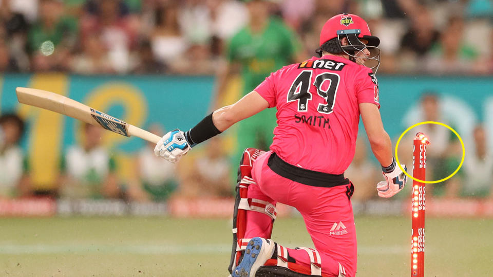 Steve Smith of the 6ers in action during Big Bash League Finals match between the Melbourne Stars and the Sydney Sixers at the Melbourne Cricket Ground on January 31, 2020 in Melbourne, Australia. (Photo by Jonathan DiMaggio/Getty Images)