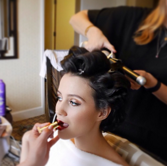 Julia Goldani Telles of ‘The Affair’ shared her vintage glamour beauty look before stepping out on the red carpet. @sarahpotempa/Instagram