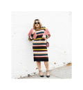 <p>A striped sweater dress is a perfect way to look bold and stay warm at the same time. (Photo: Courtesy of @nicolettemason) </p>