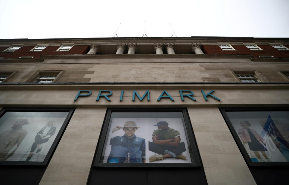 Signage is displayed outside a Primark store at the Oxford Street, in London, Britain July 2, 2020. REUTERS/Hannah McKay