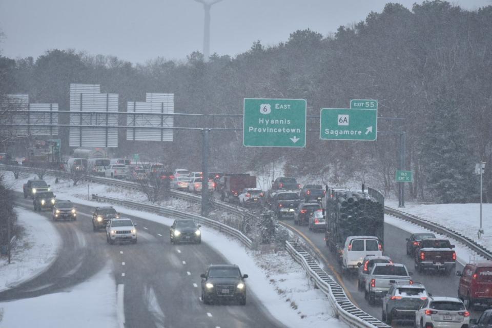 Traffic began to pile up Wednesday morning on icy roads.