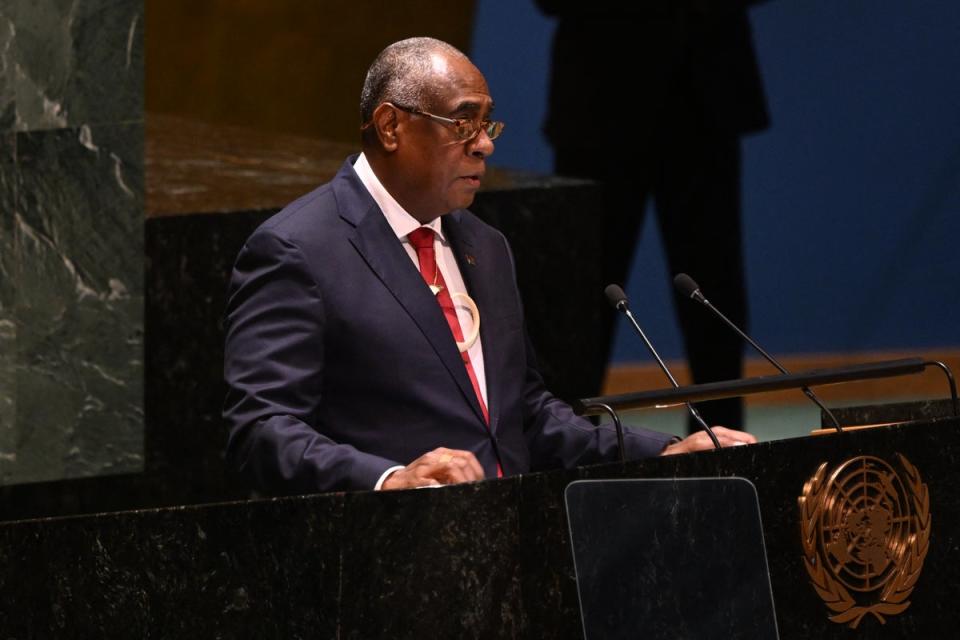 Vanuatu’s prime minister Ishmael Kalsakau speaks prior to a vote on resolution (AFP/Getty)