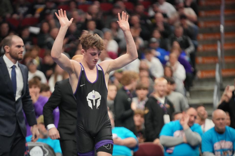 Norwalk's Tyler Harper during the 3A-113 final on Feb. 17 at Wells Fargo Arena.