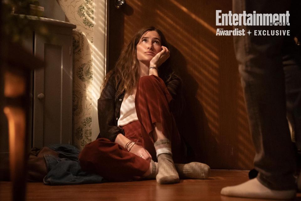 Tiny Beautiful Things -- “The Ghost Ship" - Episode 103 -- Danny and Clare try to untangle their relationship – and Rae’s threesome – as Clare considers her path not taken. In the past, Young Clare finds out she’s pregnant with Rae. Clare (Kathryn Hahn), shown. (Photo by: Jessica Brooks/Hulu)