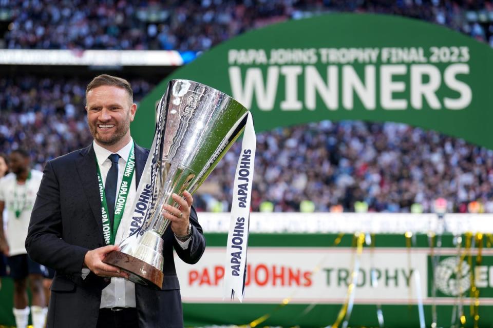 Ian Evatt hailed Bolton’s rampant 4-0 win over League One rivals Plymouth in the Papa Johns Trophy final at Wembley (PA/John Walton) (PA Wire)