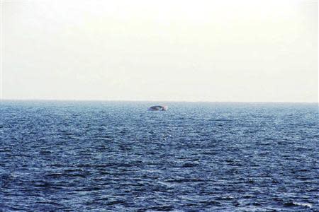 A hot-air balloon drifting on the ocean is seen in the East China Sea near the disputed isles known as Senkaku isles in Japan and Diaoyu islands in China, in this handout photo taken and released by the 11th Regional Coast Guard Headquarters-Japan Coast Guard January 2, 2014. REUTERS/11th Regional Coast Guard Headquarters-Japan Coast Guard/Handout via Reuters