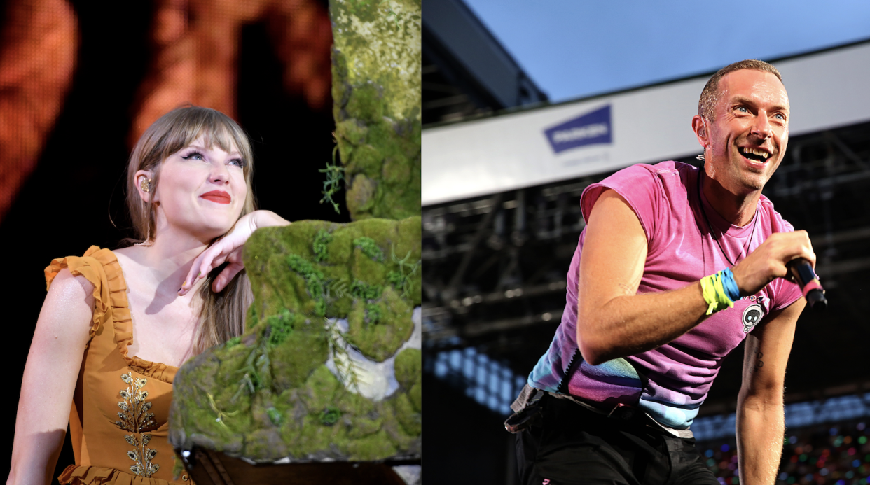 A composite picture of superstar Taylor Swift and Coldplay's Chris Martin.