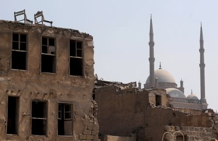 The Saladin Citadel as seen from the top of a building in the historic Darb al-Labbana neighbourhood in Cairo