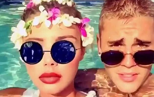 Sahara and Justin Bieber reportedly had a fling while in Hawaii. Source: Snapchat