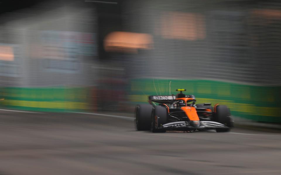 Lando Norris in action during qualifying