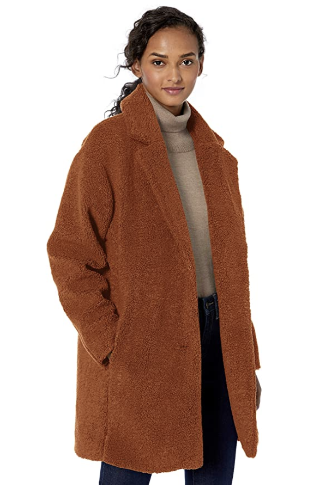 15) Teddy Bear Fleece Oversized-Fit Lapel Coat