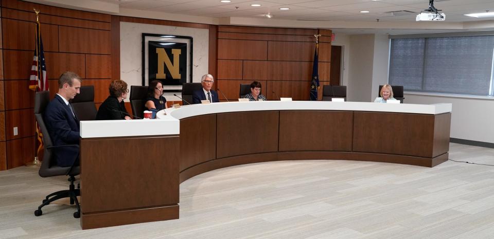 The Noblesville School Board votes to hire Daniel Hile as the new Superintendent during a meeting on Wednesday, June 15, 2022, at the Noblesville Schools Educational Services Center in Noblesville Ind. 