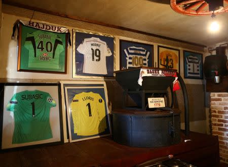 Jerseys are seen in Danijel Subasic parents' house in Zagrad, Croatia, July 14, 2018. REUTERS/Antonio Bronic